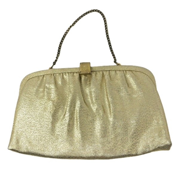 Vintage After Five Shiny Gold Clutch Purse Handbag 50's 60's Excellent Pre Owned - Picture 1 of 7